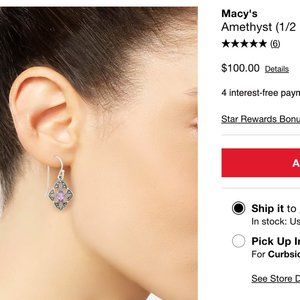 Amethyst (1/2 ct. t.w.) & Marcasite Flower Drop Earrings NWT